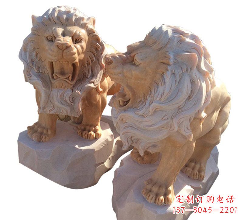 海南晚霞红欧式西洋狮子雕塑