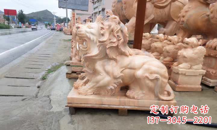 海南晚霞红狮子雕塑