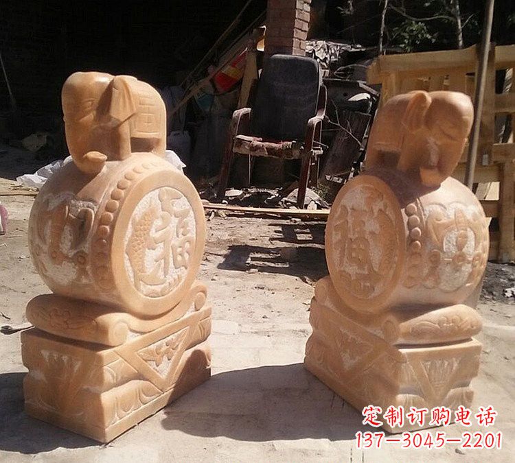 海南晚霞红小象门墩