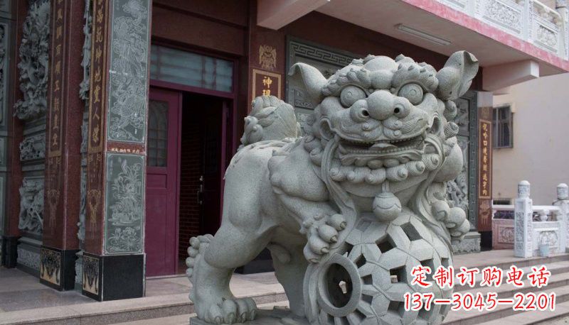 海南网球狮石雕南方狮子雕塑
