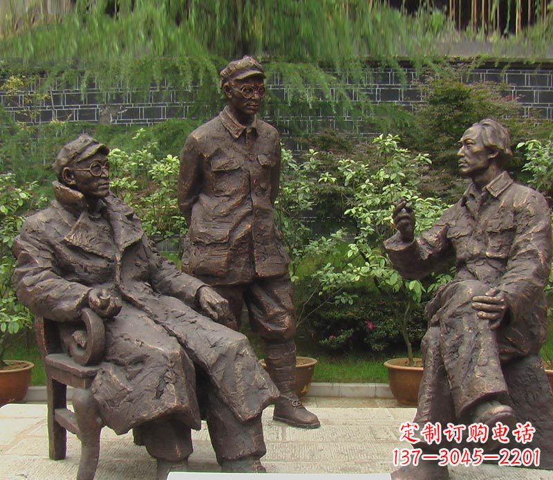 海南伟人毛泽东刘伯承铜雕