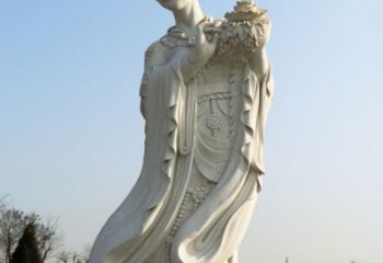 海南古典美女雕塑——十二花神之四月牡丹杨玉环汉白玉