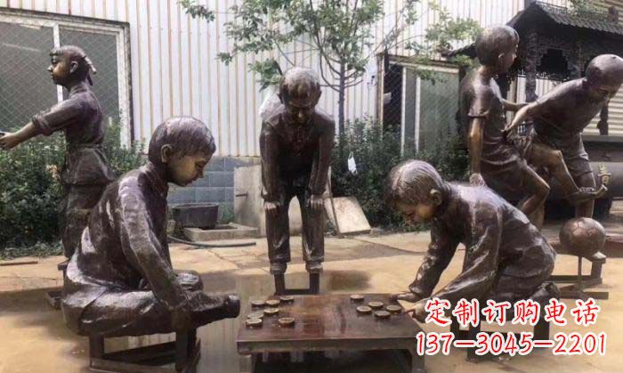 海南下象棋儿童铜雕 (2)