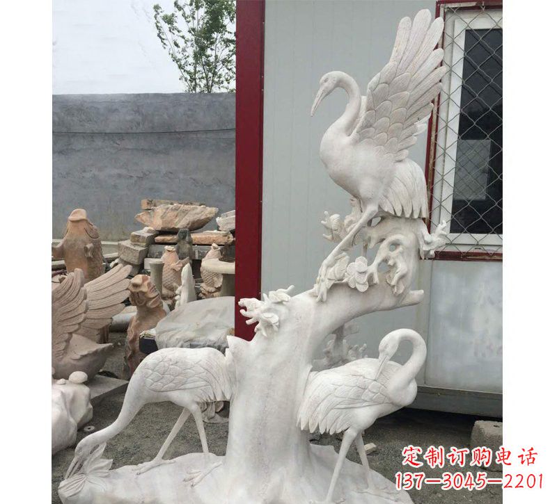 海南仙鹤松树石雕