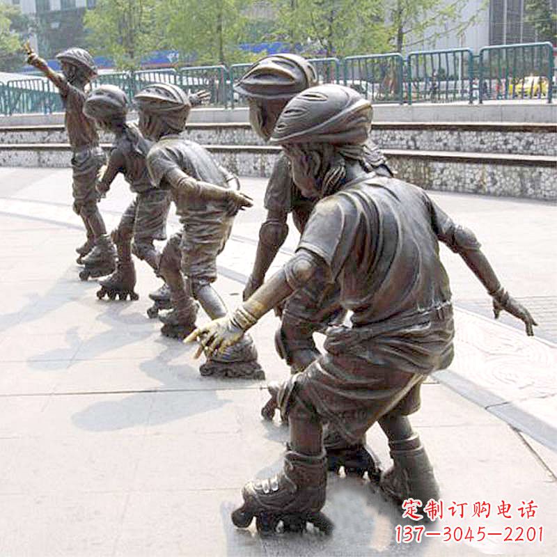 海南小孩滑旱冰广场运动主题雕塑