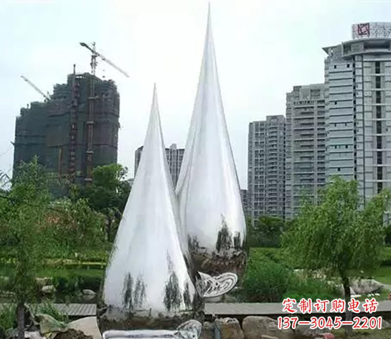 海南小区不锈钢水滴雕塑