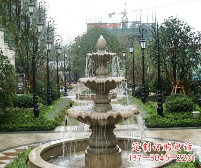 海南小区景观大理石喷泉石雕 (4)