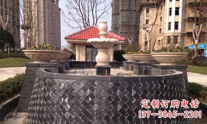 海南小区景观大理石喷泉石雕 (3)