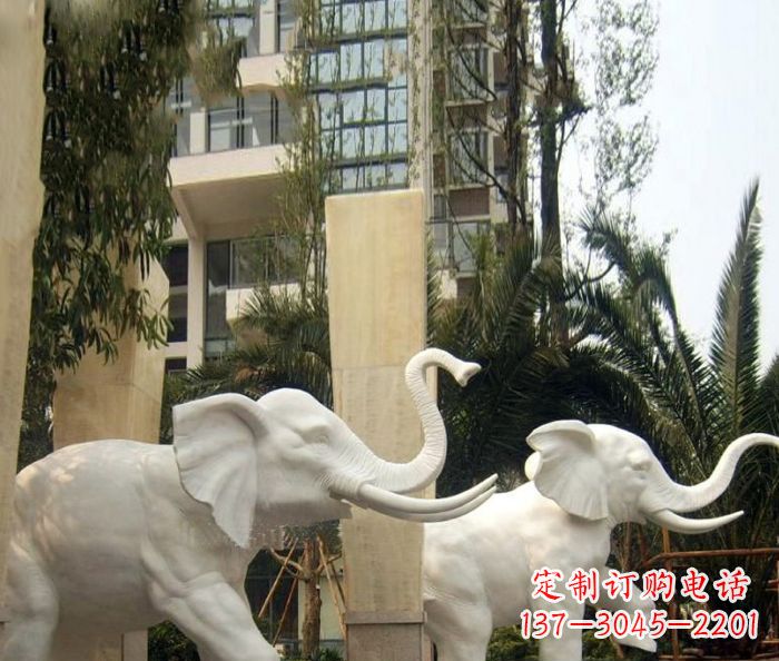 海南小区景观汉白玉大象石雕