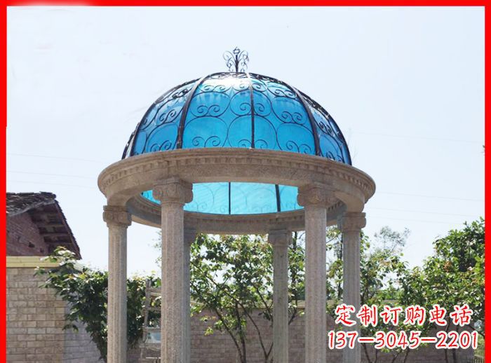 海南小区欧式圆顶凉亭石雕_2