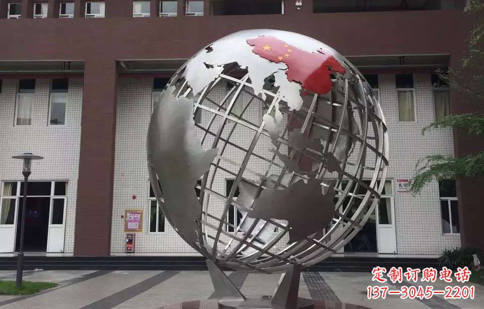 海南校园不锈钢地球仪雕塑 (4)