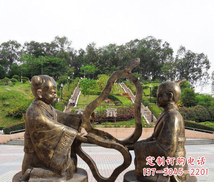 海南校园抽象孔融让梨铜雕