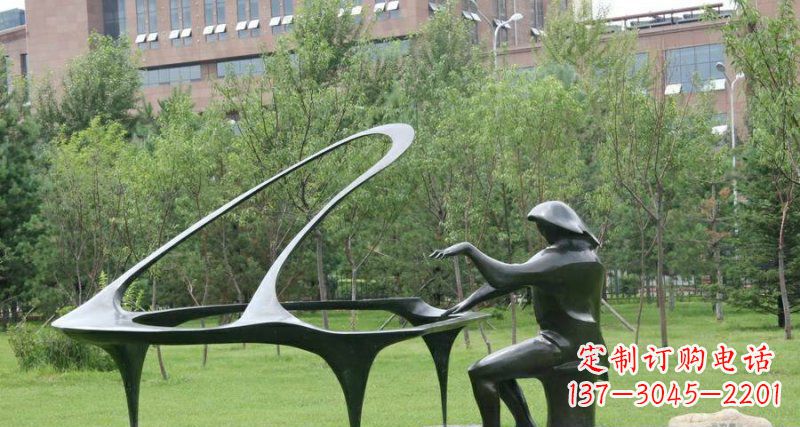 海南校园弹钢琴景观铜雕