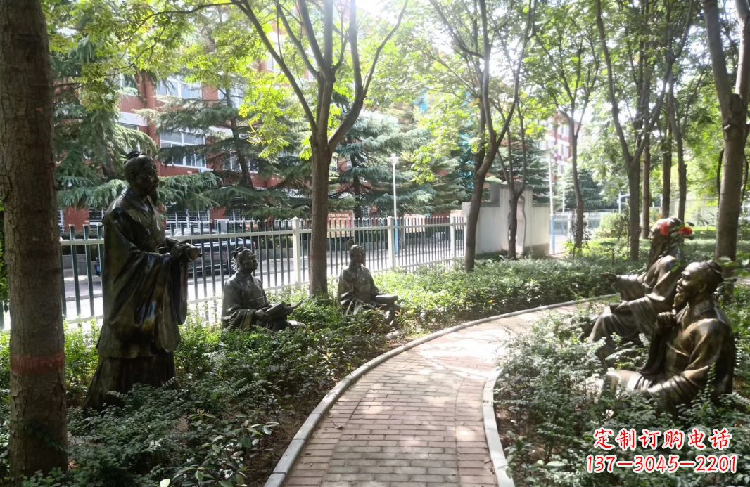 海南校园古代名人孔子讲学铜雕