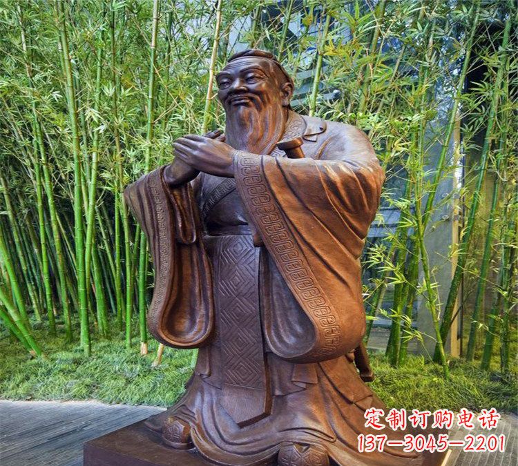 海南校园孔子行教像铜雕