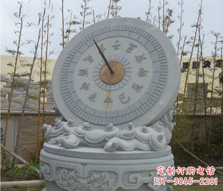 海南学校大理石日晷石雕 (5)