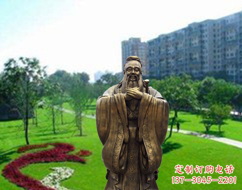 海南学校孔子行教像铜雕