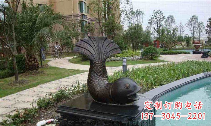 海南鱼式喷泉小区景观铜雕