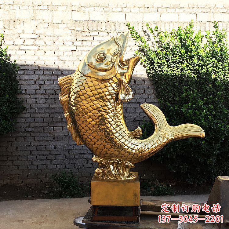 海南鱼跃景观铜雕-纯铜铸造企业商场动物雕塑摆件