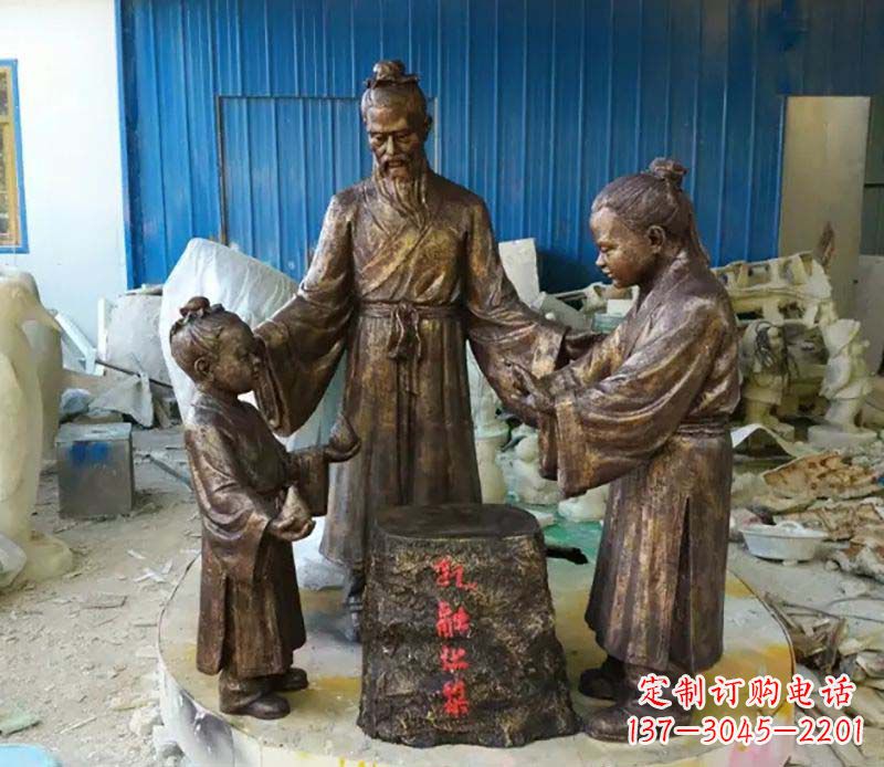 海南寓言故事孔融让梨人物铜雕