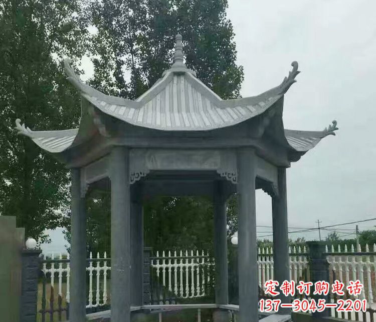海南园林仿古石凉亭景观石雕 (2)