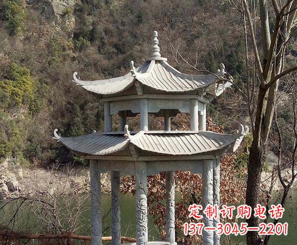 海南园林仿古双层石雕凉亭