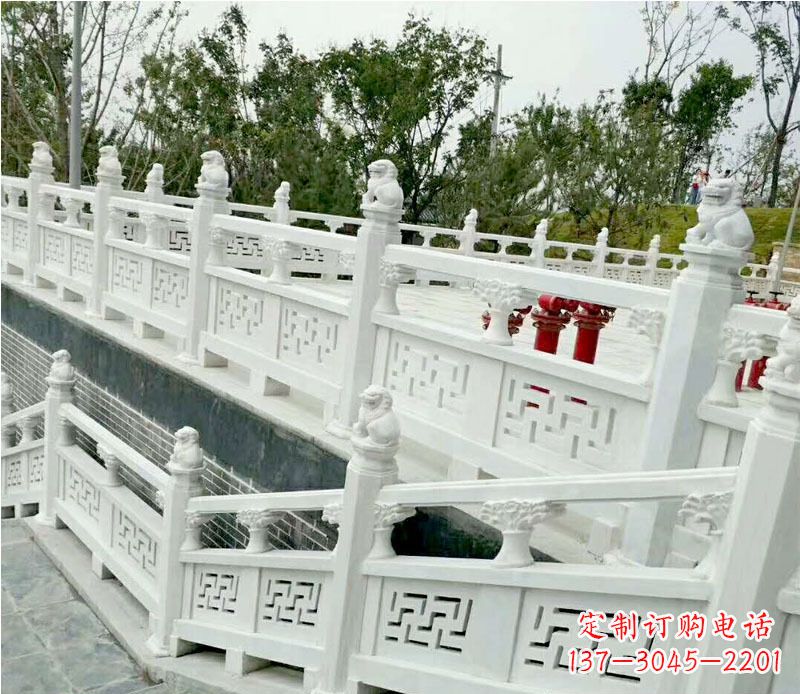 海南园林汉白玉栏板景观石雕 (2)