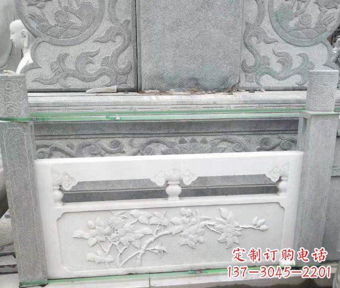 海南园林汉白玉石浮雕栏板 (3)
