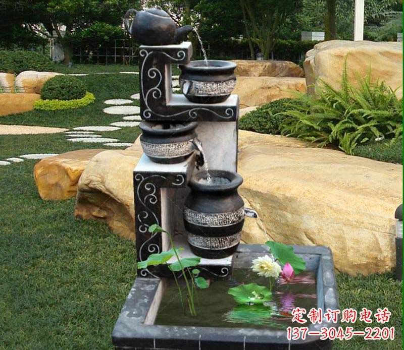 海南园林景观茶壶流水池石雕