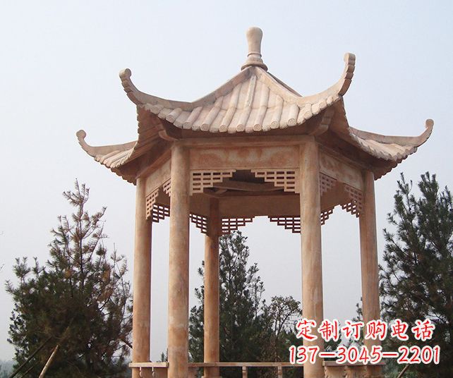 海南园林景观单层石雕凉亭 (3)