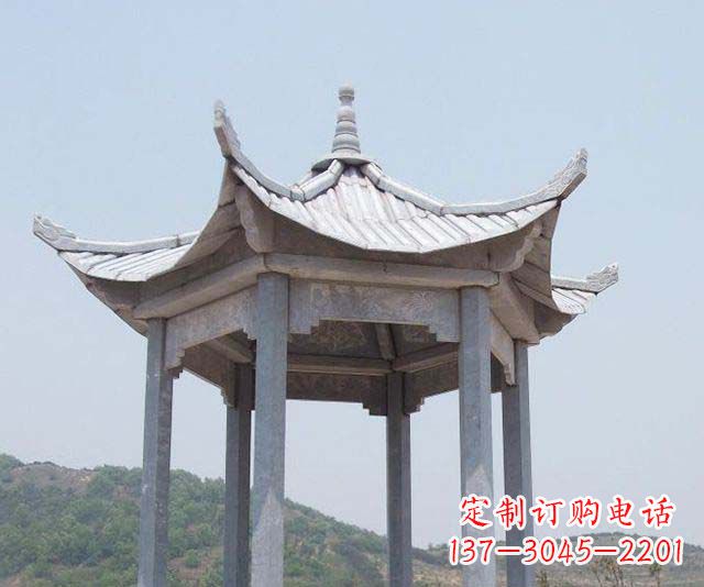 海南园林景观单层石雕凉亭 (2)