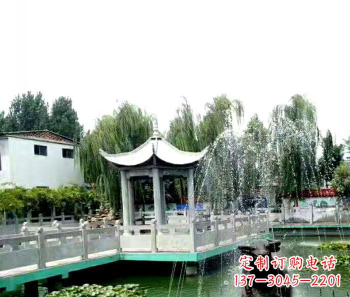 海南园林景观单层六角石雕凉亭