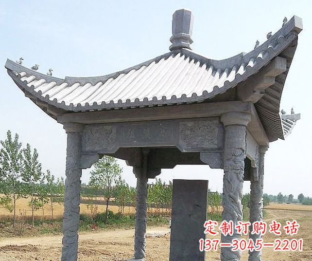 海南园林景观单层石雕凉亭 (4)