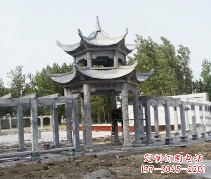 海南园林景观多层凉亭石雕 (2)