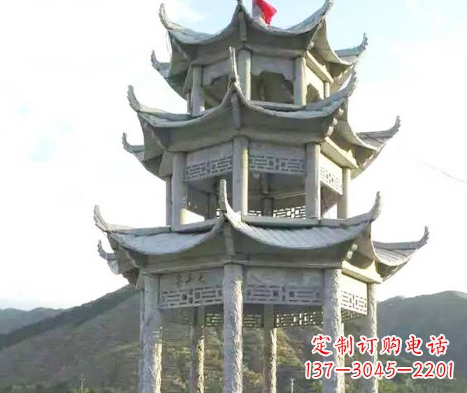 海南园林景观多层凉亭石雕 (3)