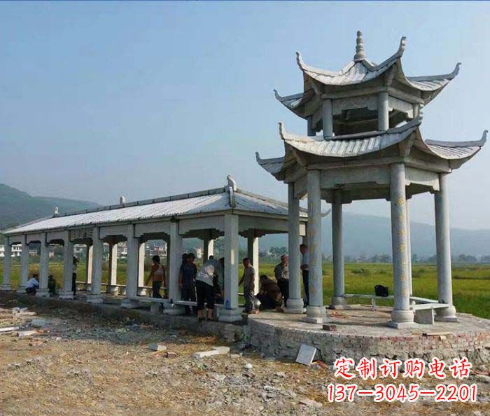 海南园林景观仿古石雕长廊凉亭