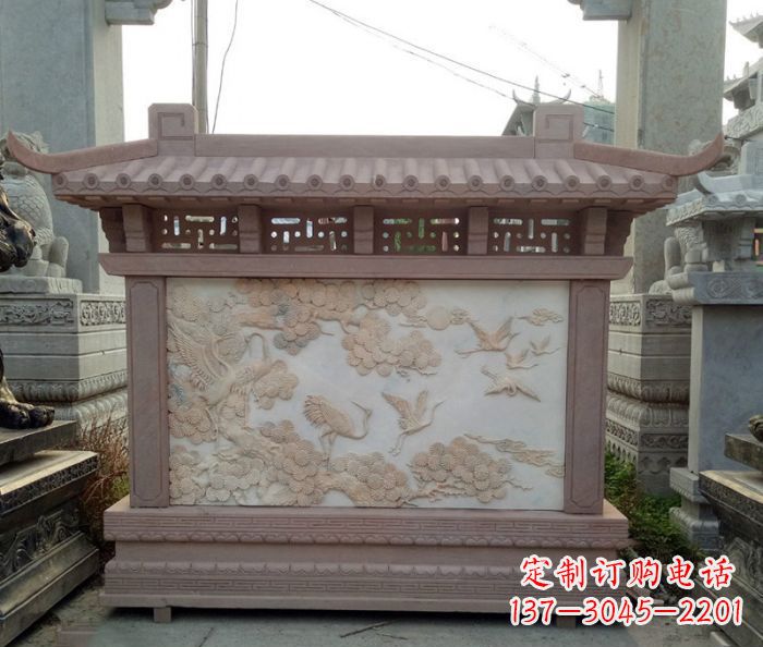 海南园林景观松鹤石浮雕影壁