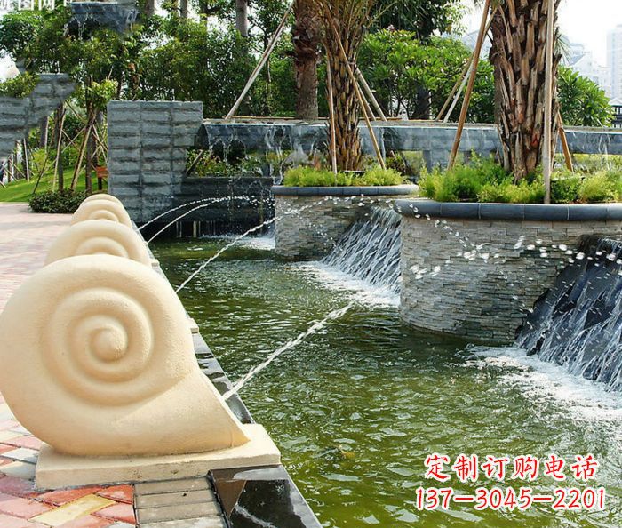 海南园林景观蜗牛喷泉石雕