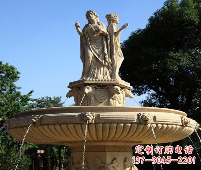 海南园林景观西方人物喷泉石雕