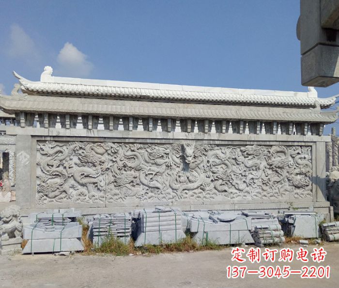 海南园林九龙壁石雕影壁 (3)