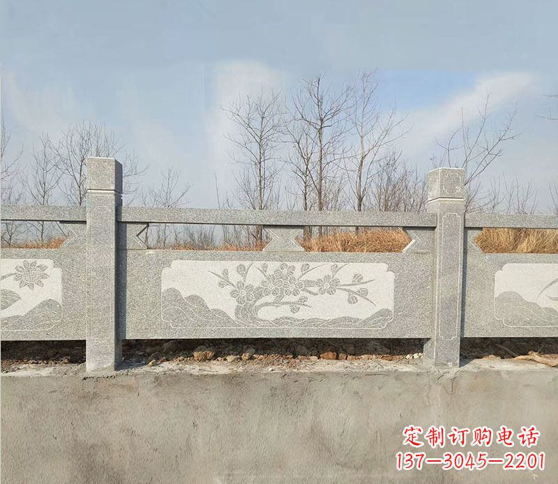 海南园林梅花石浮雕栏板景观石雕