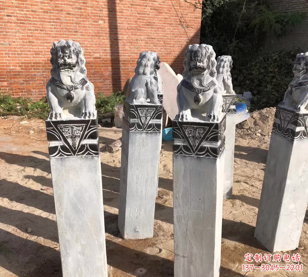 海南园林石雕狮子拴马桩