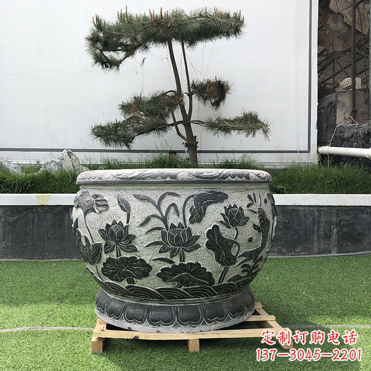 海南园林石雕水缸