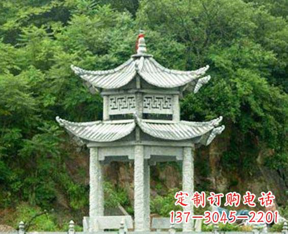 海南园林双层六角石凉亭景观石雕