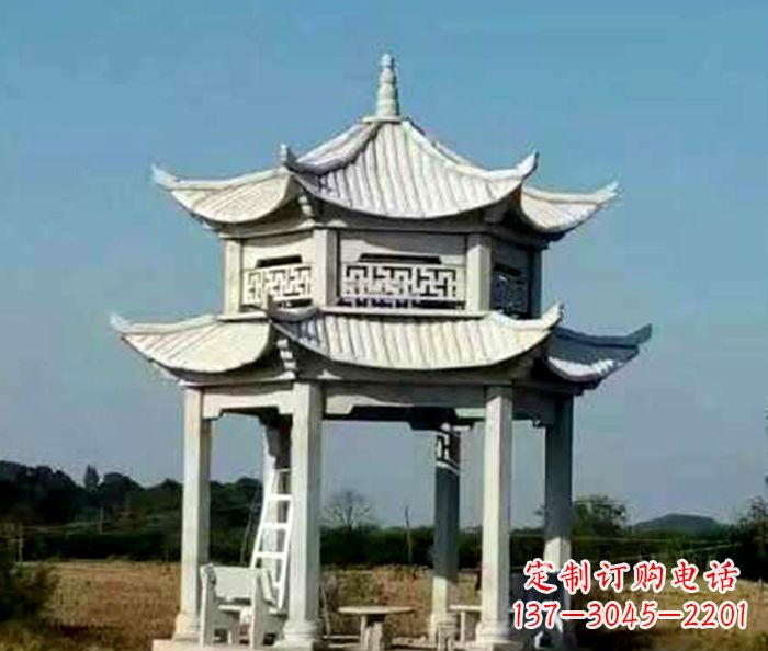 海南园林双层石雕凉亭 (2)