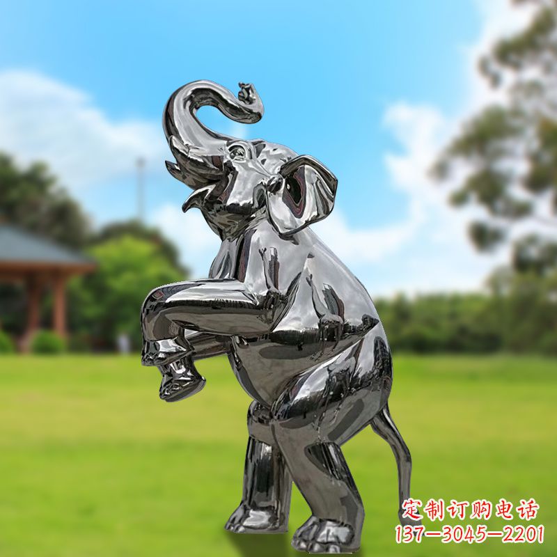 海南站立的不锈钢小象雕塑