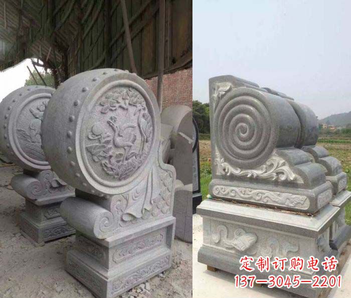 海南招财抱鼓石大理石门墩