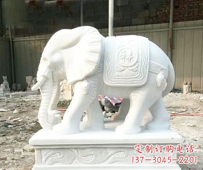 海南招财动物汉白玉大象石雕 (3)