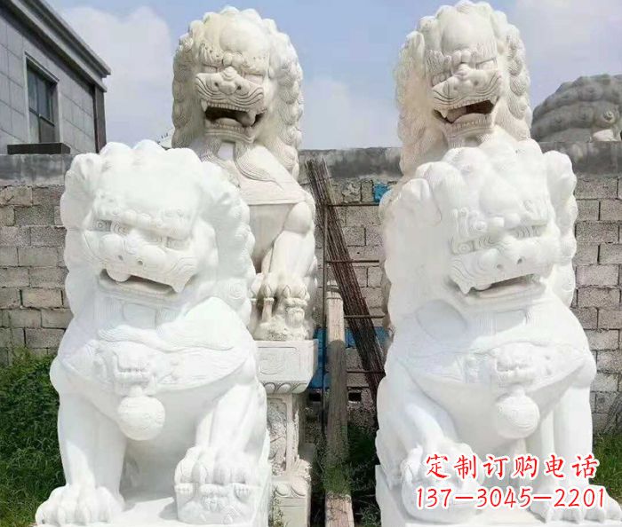 海南招财动物汉白玉狮子石雕