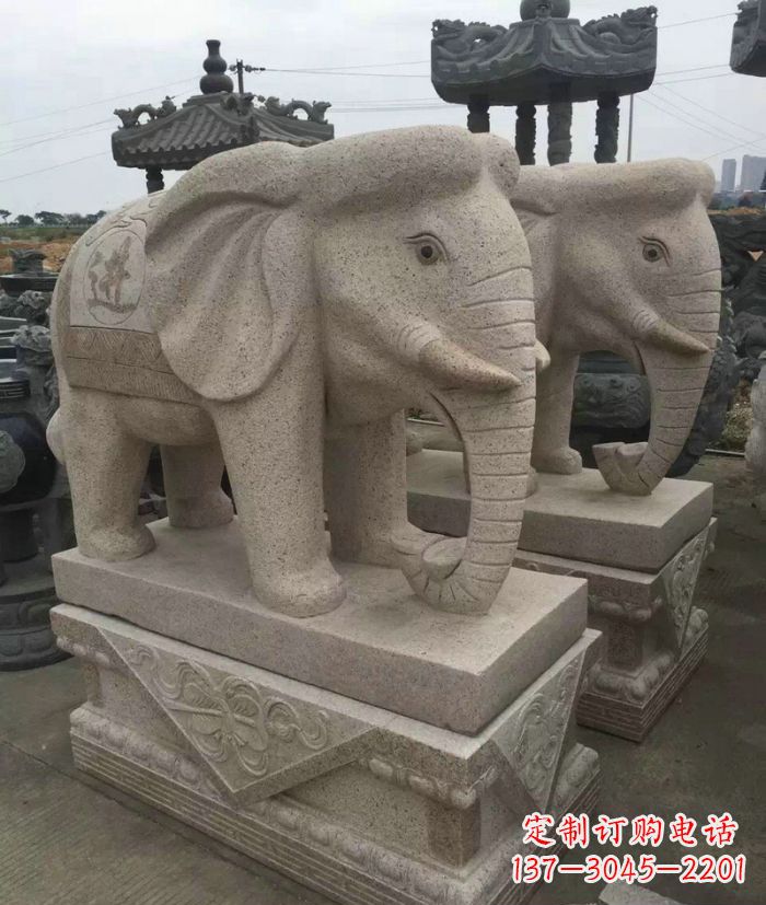 海南招财进宝大理石大象石雕